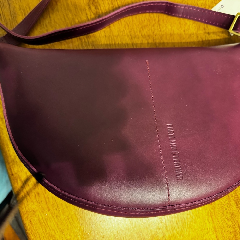 Portland Leather Plum Purple Crescent Crossbody Bag - Picture 12 of 12